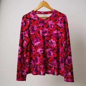 kate spade Floral Long Sleeve Top - Red and Pink NWT